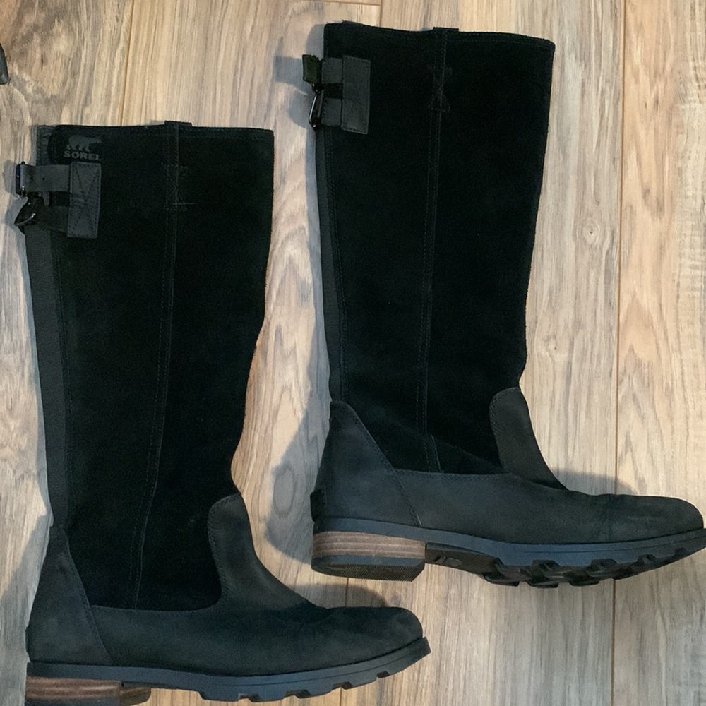SOREL Emilie Tall Black Suede LeatherRiding Boots